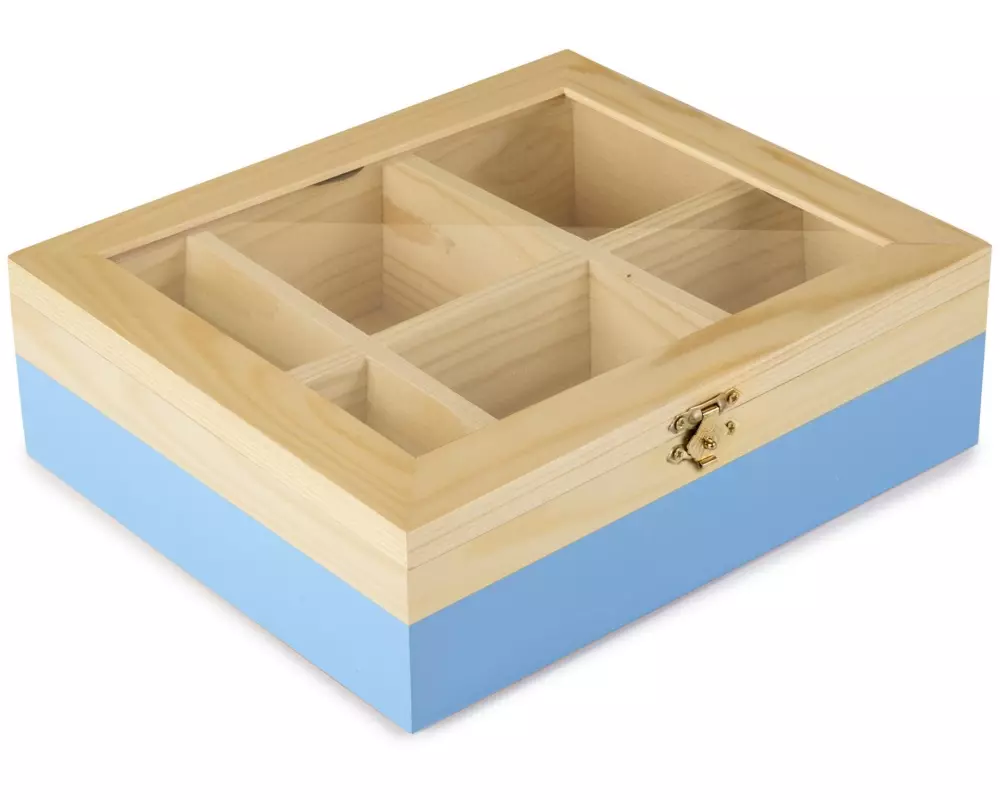 Ibili Teebeutel-Box 6 Fächer, Blau/Braun