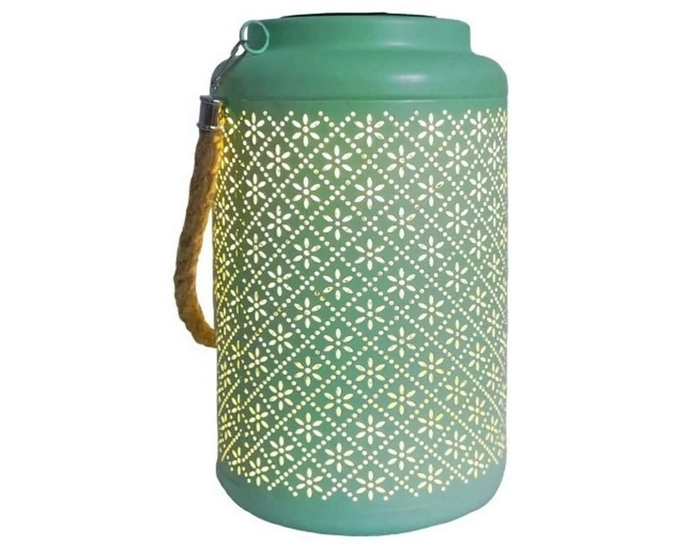 Dameco LED Solar Laterne in Grün aus Metall D15.5 cm H25.5 cm