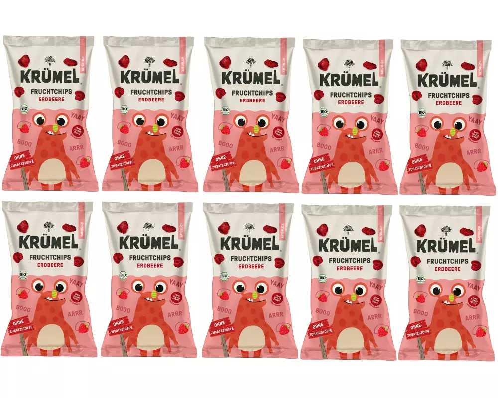 KRÜMEL Knabberspass Fruchtchips Erdbeere 10x 10 g
