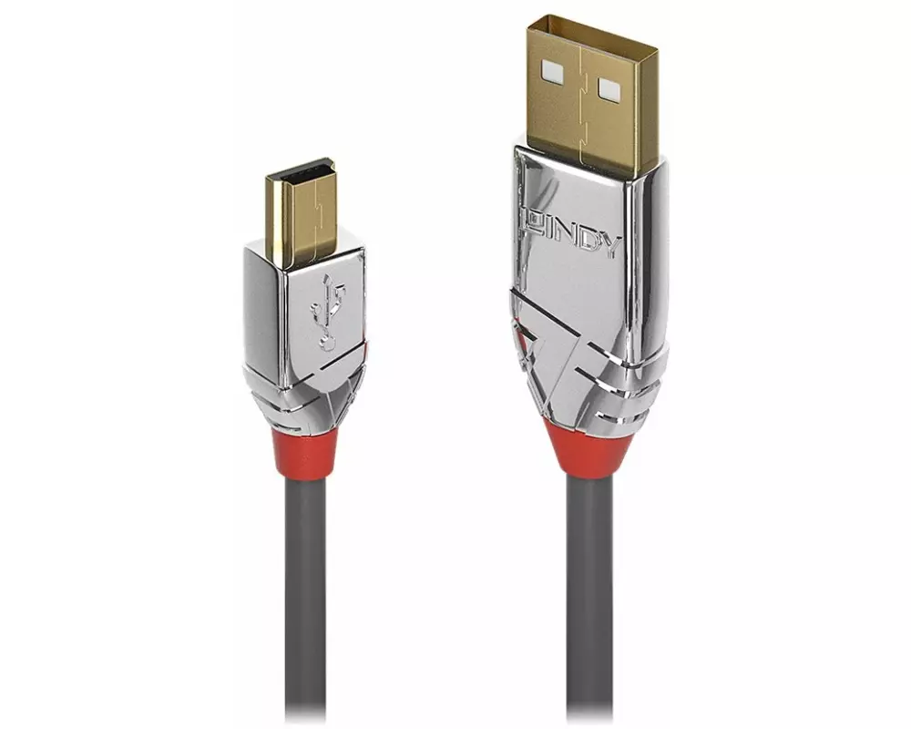 LINDY Cromo Line USB Cable, USB 2.0, USB/A-MiniB M-M, 2m