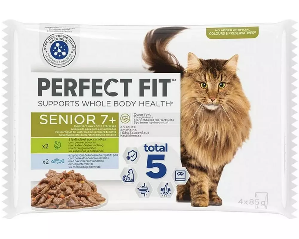 Perfect Fit Nassfutter Cat Senior 7+ Truthahn und Fisch, 4 x 85g