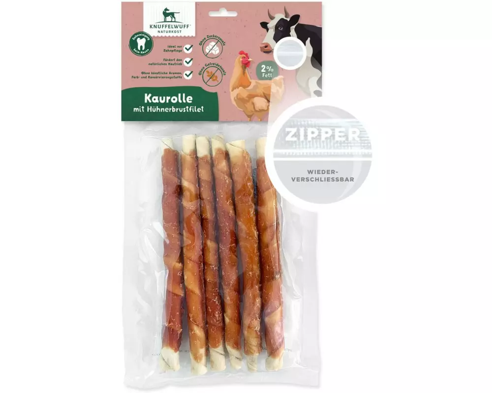 Knuffelwuff Kausnack Kaurolle mit Hüherbrustfilet 480 g