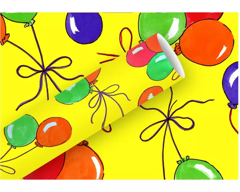 Braun + Company Geschenkpapier Luftballons 2 m x 70 cm, Gelb