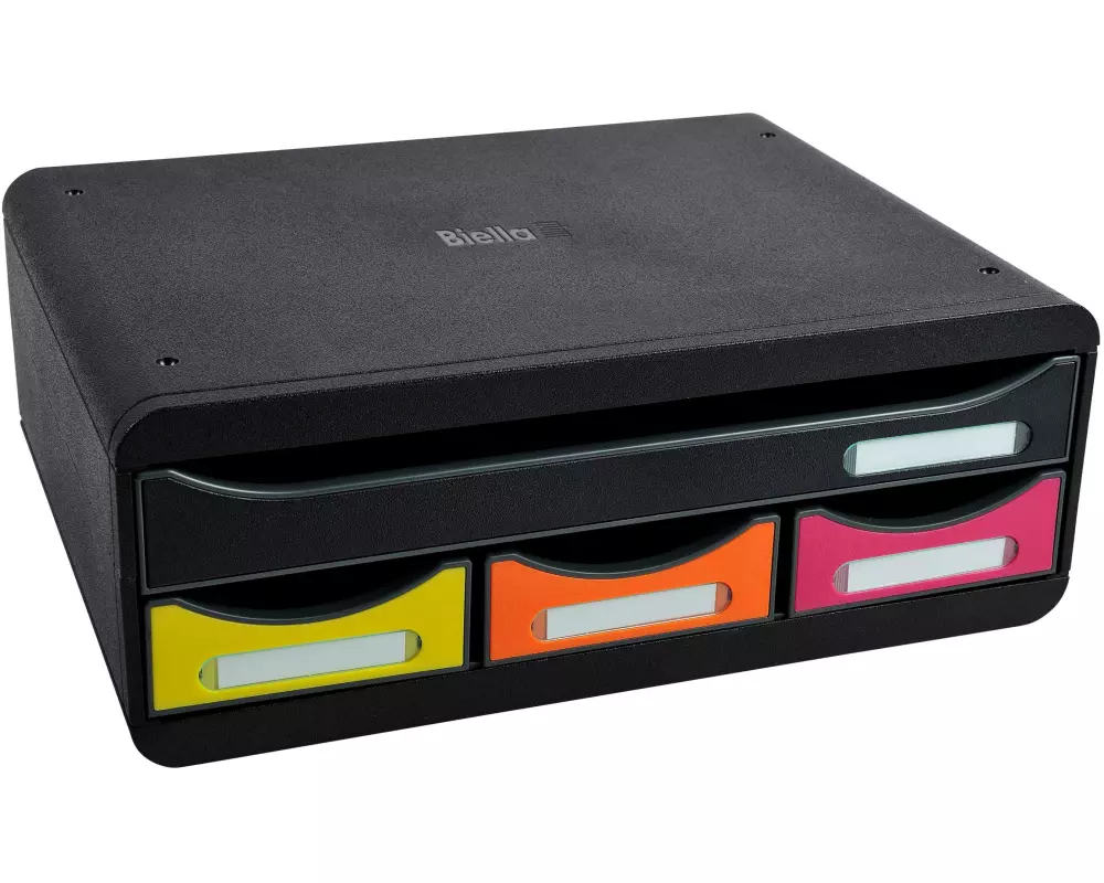 Biella Schubladenbox TOOLBOX-MINI Schwarz/Mehrfarbig, A4+ quer