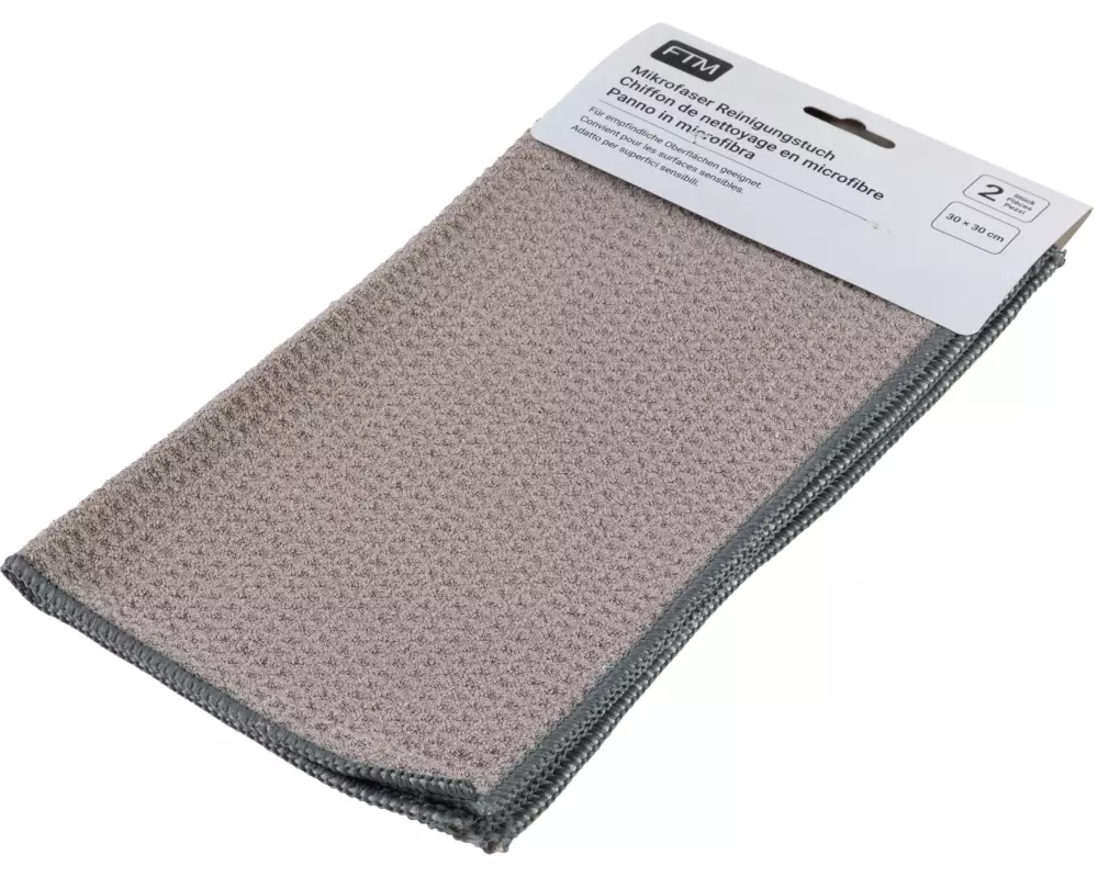 FTM Mikrofaser-Reinigungstuch 2 Stück, Grau