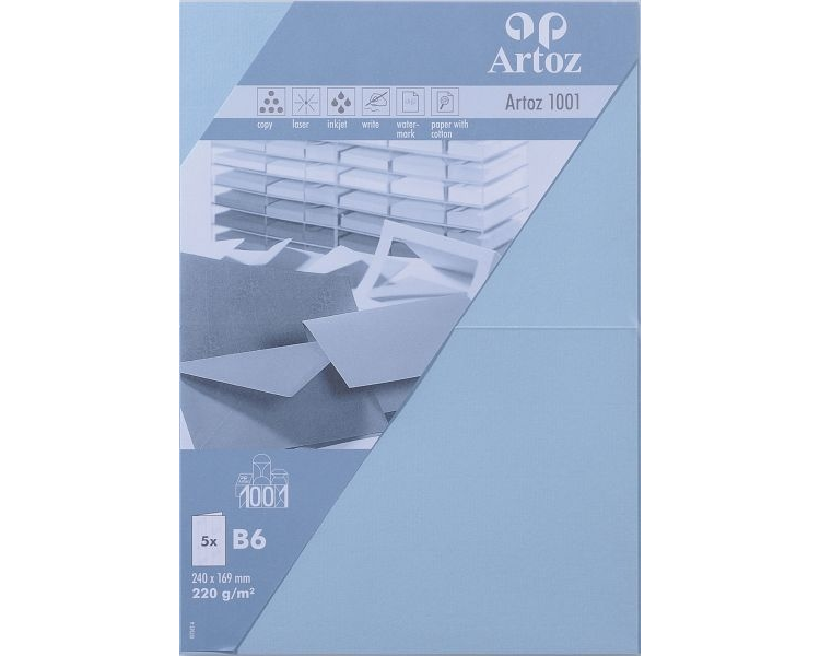 ARTOZ Karten 1001 B6 107362264 220g, pastellblau 5 Blatt