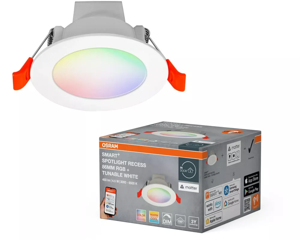 OSRAM Einbauleuchte SMART+ Matter Recess Multicolor 80 mm, RGBW
