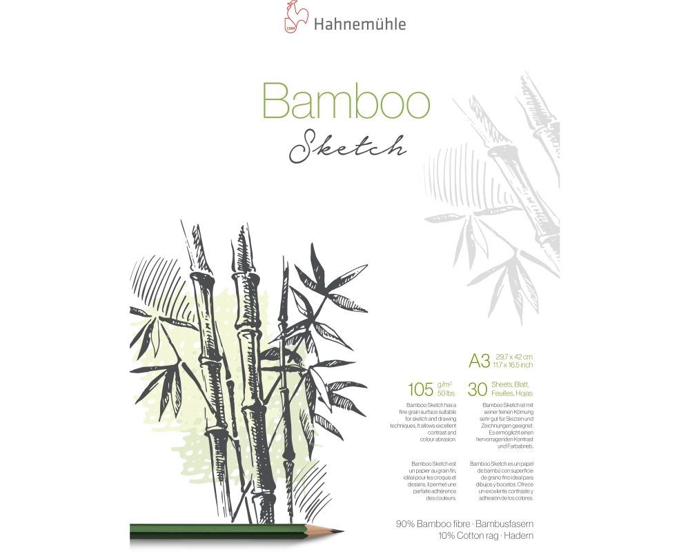 HAHNEMÜHLE Skizzenblock Bamboo A3 10628562 weiss, 105g 30 Blatt