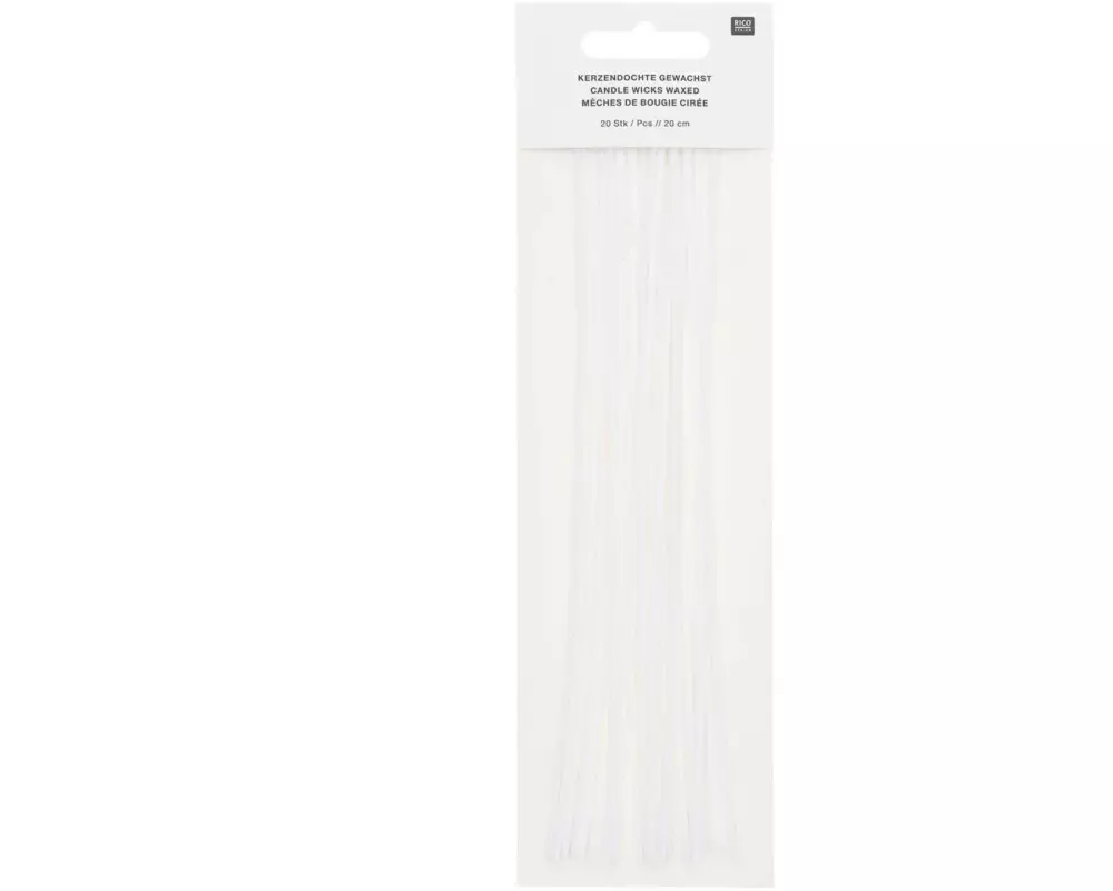 Rico Design Kerzendocht gewachst 20 cm, 20 Stück, Baumwolle