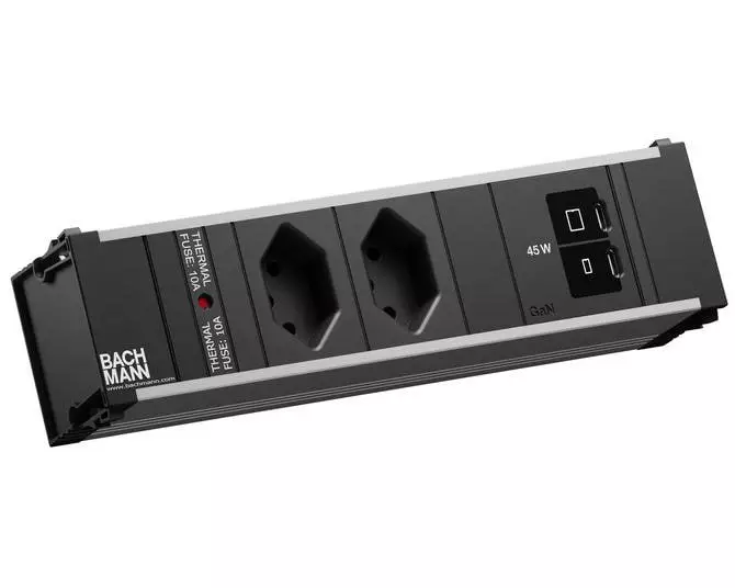 Bachmann Einbausteckerleiste CONI S 2xT13 1xUSB C/C 45W 0.2m schwarz