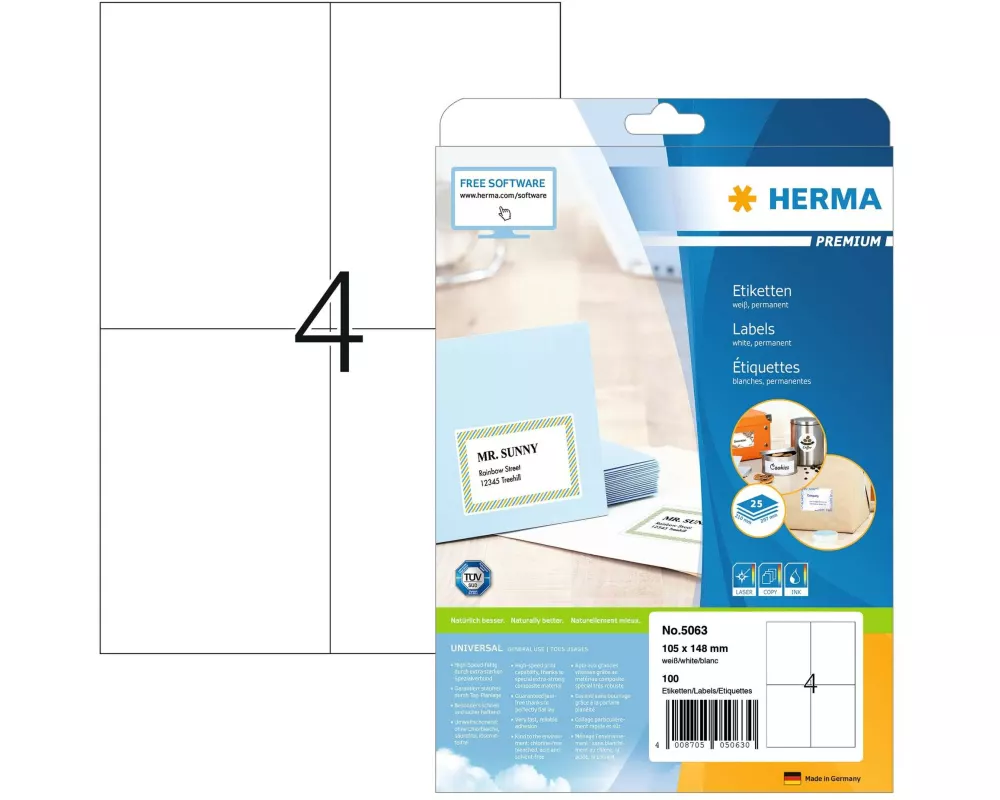 HERMA Universal-Etiketten Premium, 10.5 x 14.8 cm, 100 Etiketten