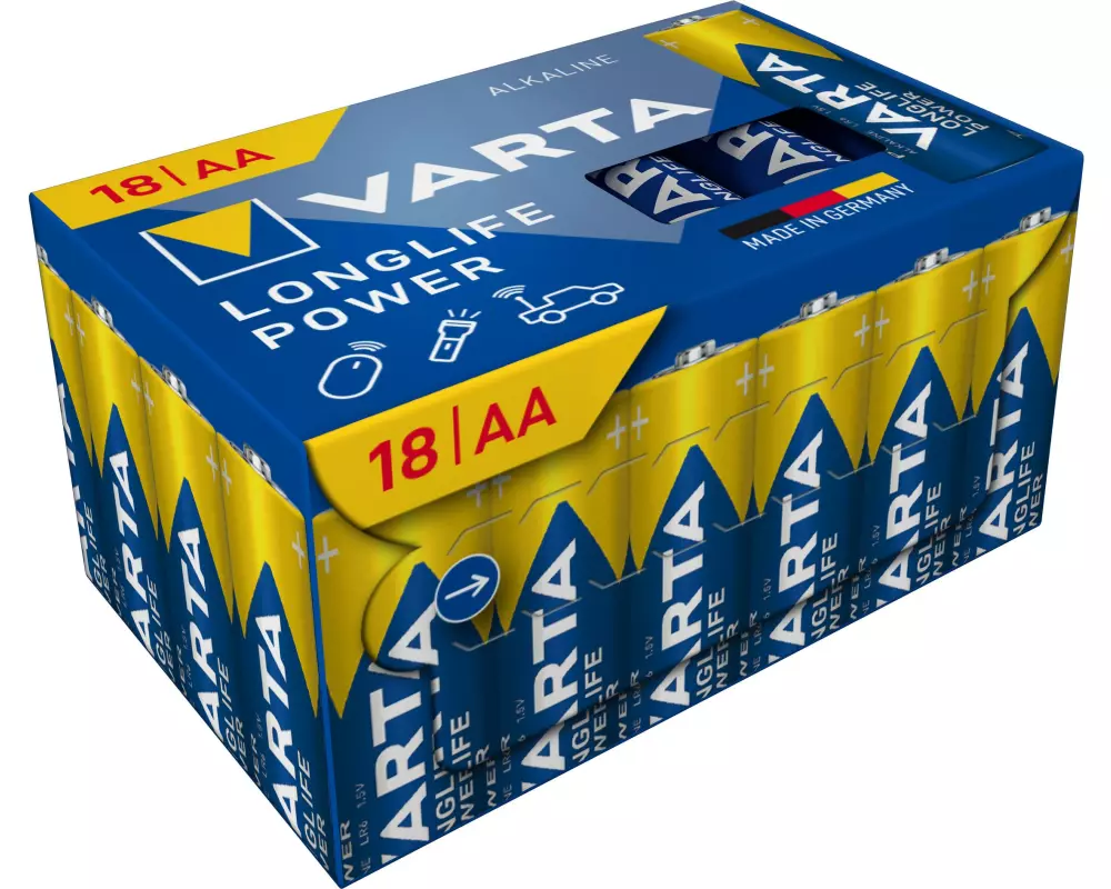 Varta Batterie Longlife Power AA CUBE18 , 18 Stück