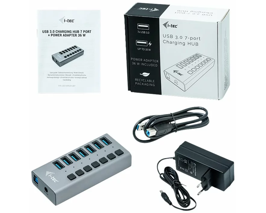 i-tec USB 3.0 Charging HUB 7port with external power adapter 36W 7x USB charging port for Tablets Notebooks Ultrabooks PC