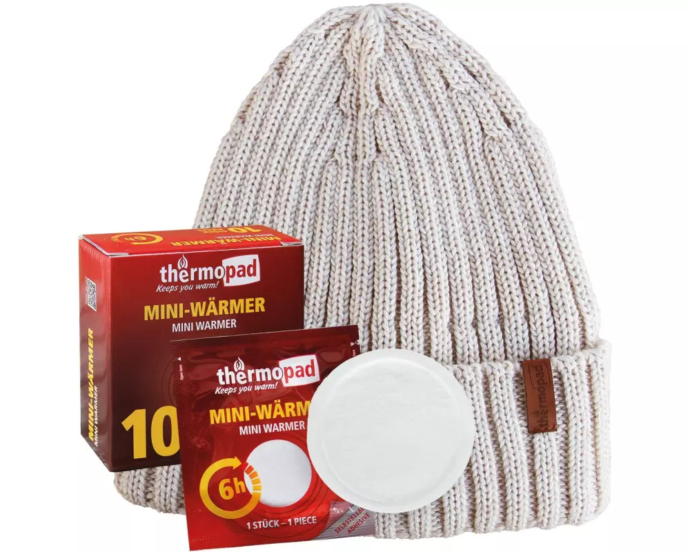 Thermopad multi BEANIE Merino inkl. 10 Miniwärmer - Creme