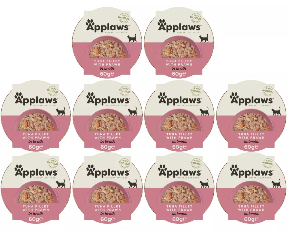 Applaws Nassfutter Schale Thunfisch & Garnelen, 10 x 60 g