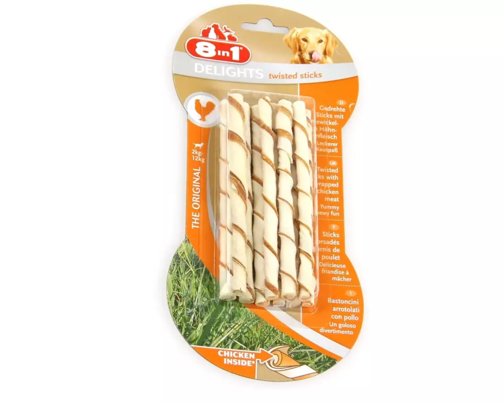 8in1 Kausnack Delights Chicken Twisted Sticks, 10 Stk, 55 g
