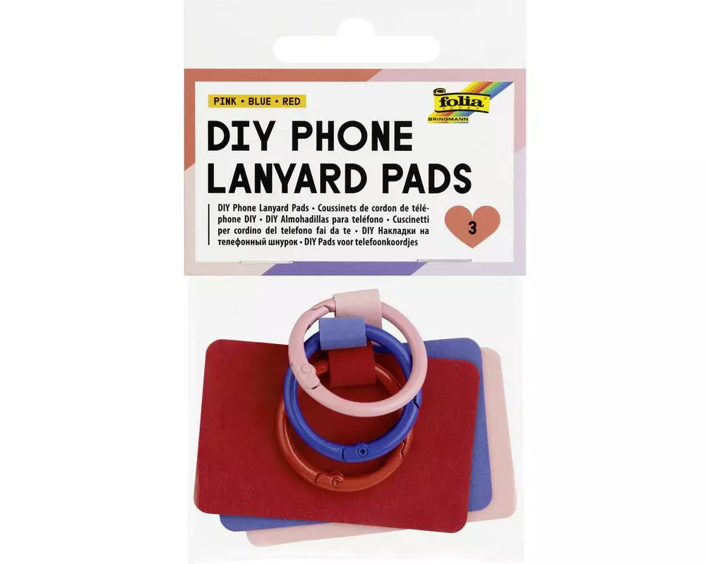 Folia DIY Phone Lanyard Pads 3 Stück, Mehrfarbig