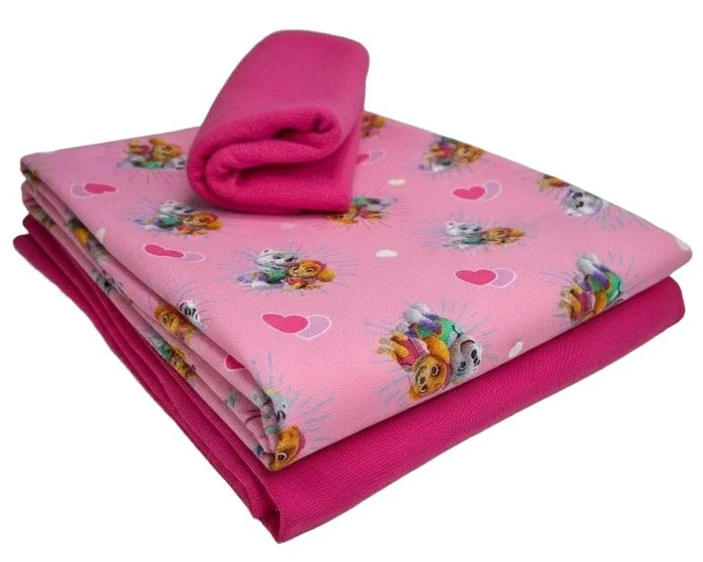 Stoffe Stoff Paw Patrol Herzen pink 3-teilig 2 x 1 m