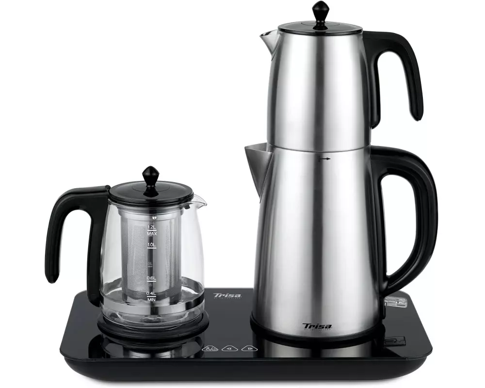 Trisa Wasserkocher Tea Time Party 1.7 l, Schwarz/Silber