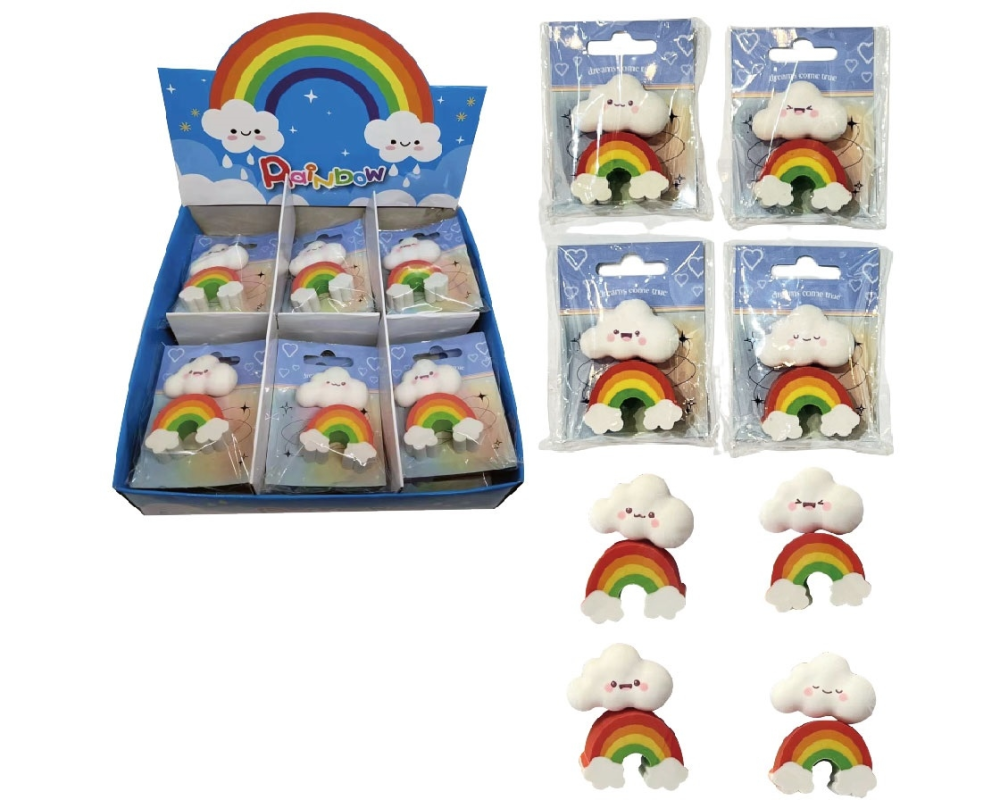 ROOST Radierer-Set 3D 4563 Wolke, Regenbogen, assortiert