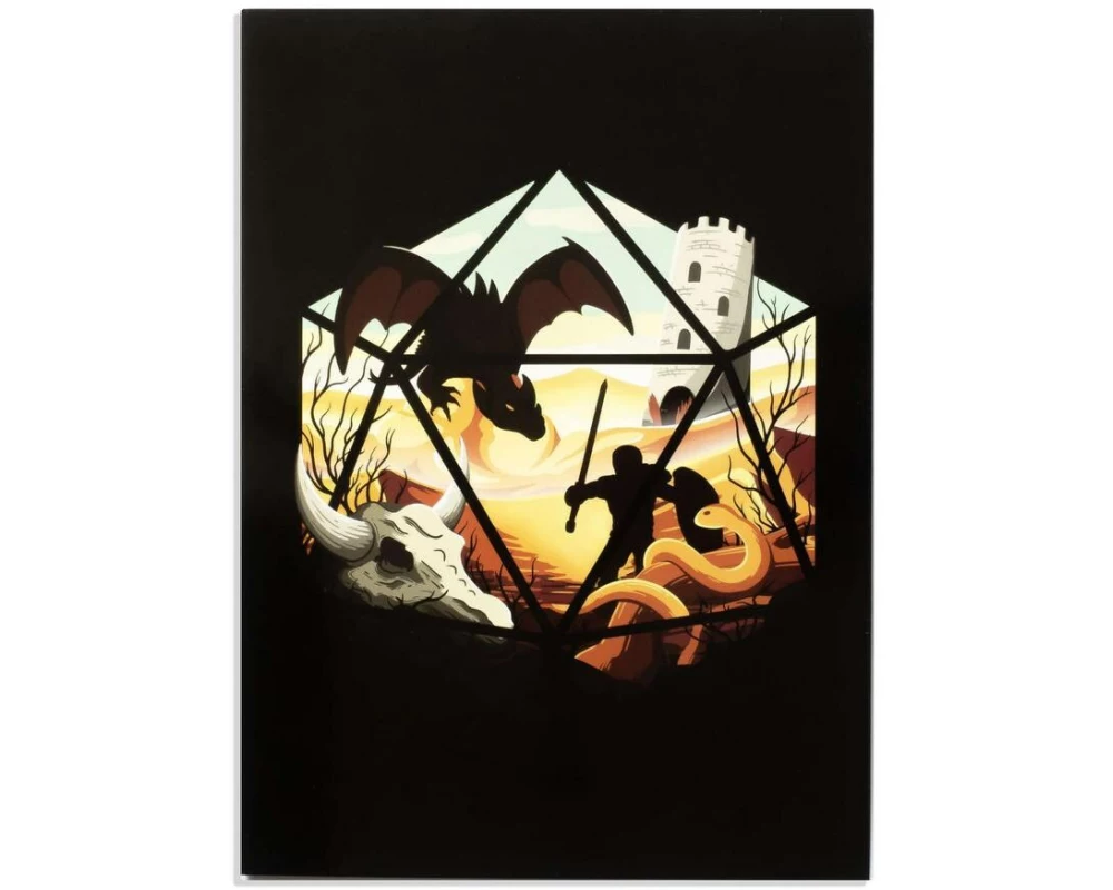 Glass Staff Grusskarte Dragon D20 Schwarz
