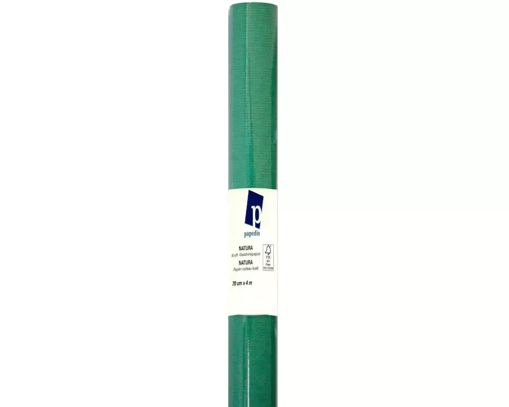 Neutral Geschenkpapier Kraft 1 Stück, Grün/Weiss, 70 cm x 4 m