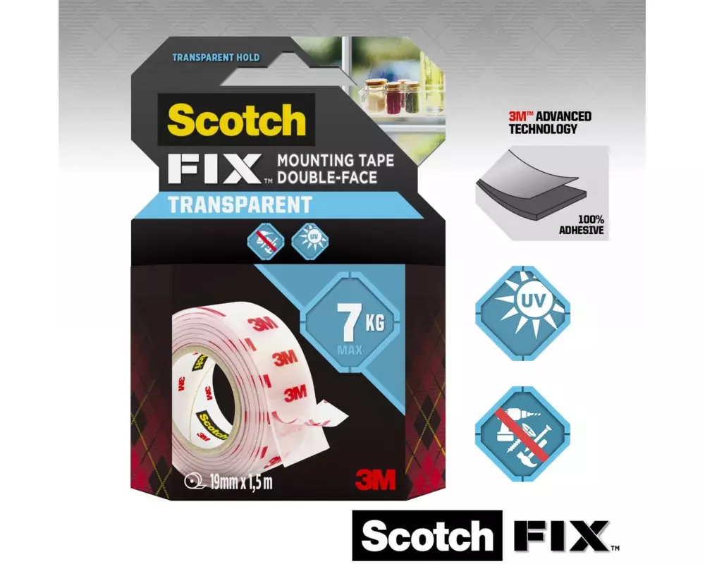 Scotch Fix Interior 19 mm x 1.5 m, Transparent