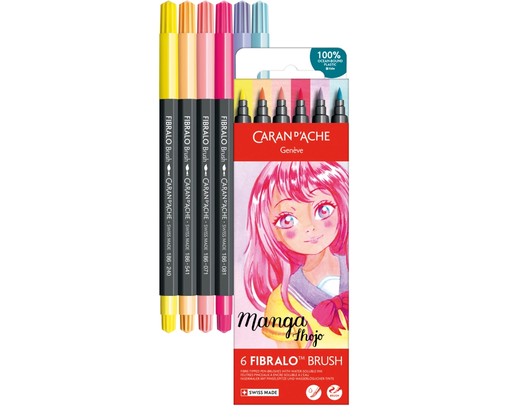 Caran d'Ache Filzstift Set Fibralo Brush Manga Shojo 6-teilig