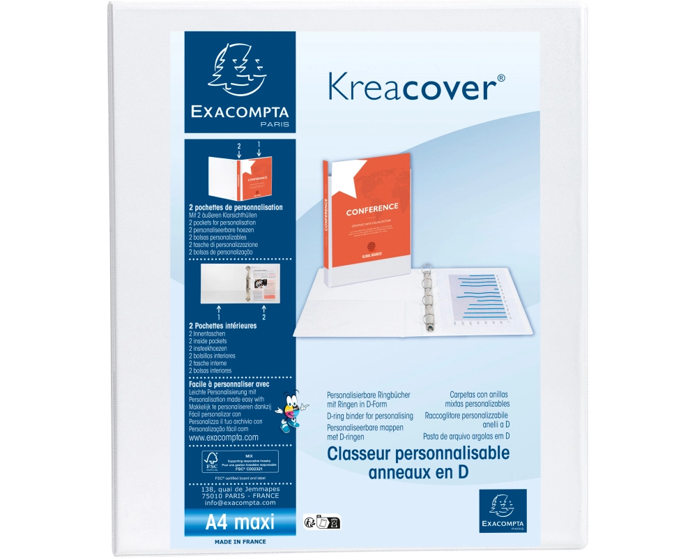 EXACOMPTA Ringbuch Kreacover 4.7cm 51842E weiss A4+