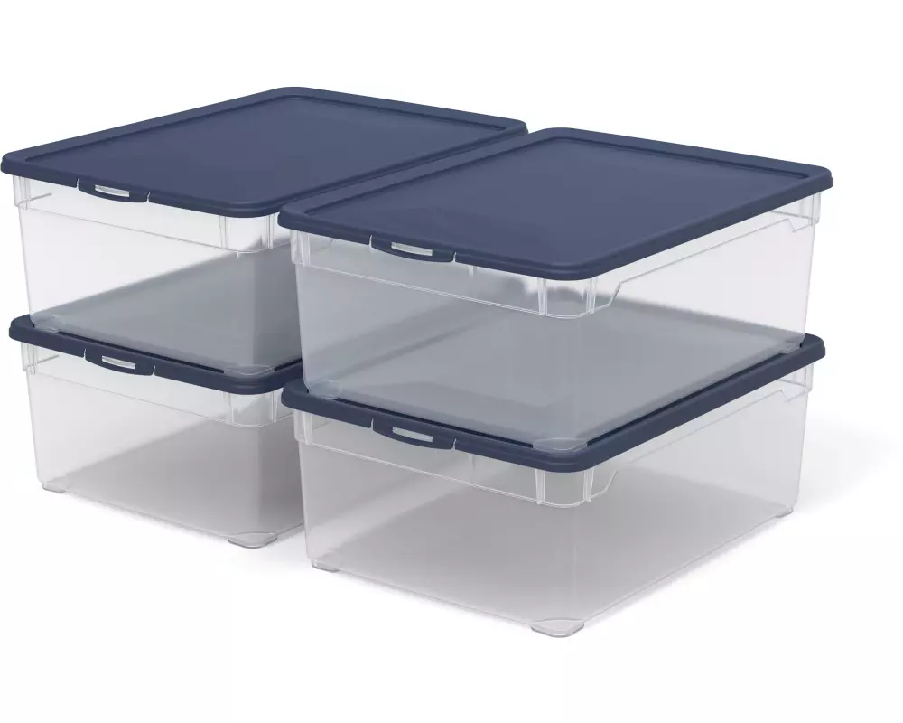 Rotho Aufbewahrungsbox CLEAR Blau, 4 tlg.