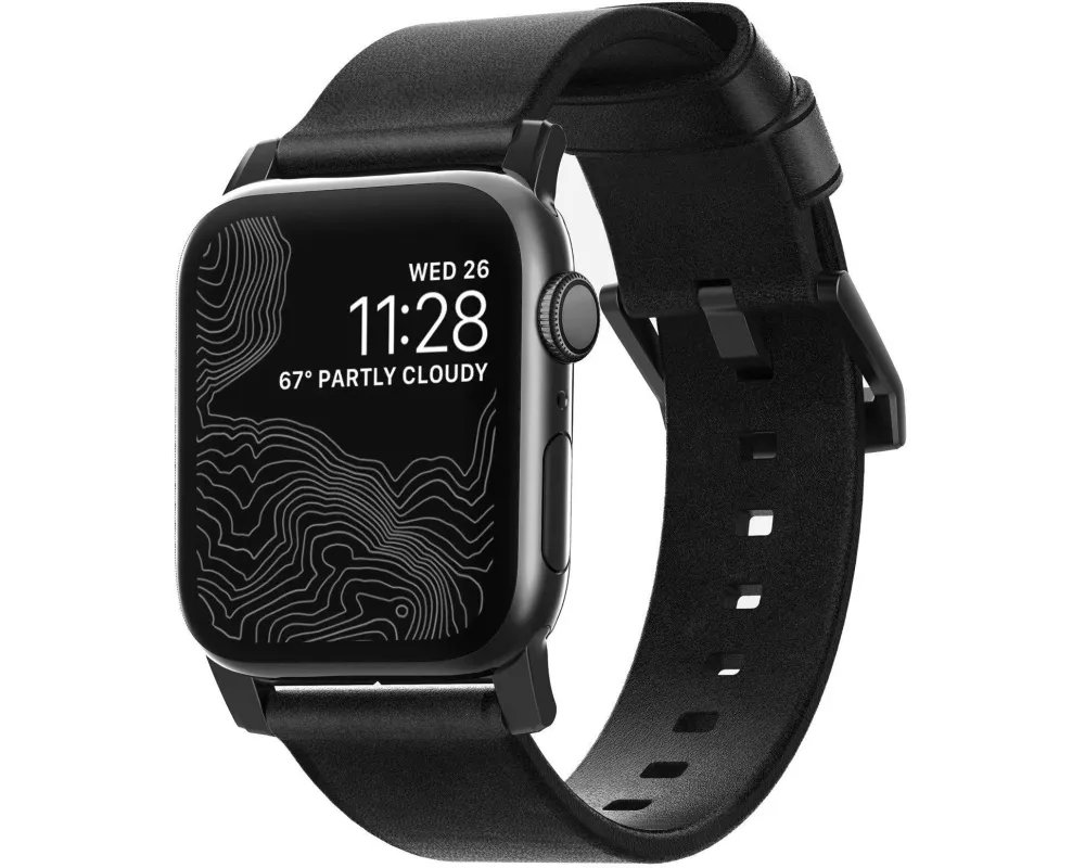 Nomad Lederarmband Modern Strap Apple Watch Schwarz/Schwarz
