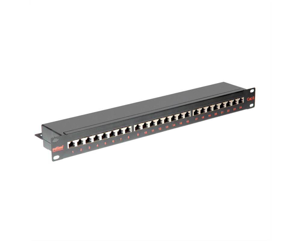 ROLINE Cat.6 (Class E) 19-Zoll-Patchpanel, 24P, geschirmt, schwarz