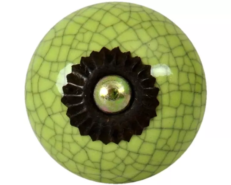 Tranquillo Möbelgriff handgemacht, Ø 4 cm, Grün/Schwarz