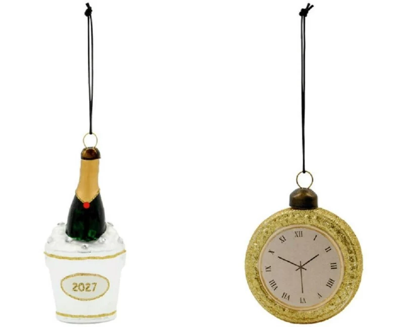 House Doctor Weihnachtskugel Happy New Year Silber/Gold/Weiss