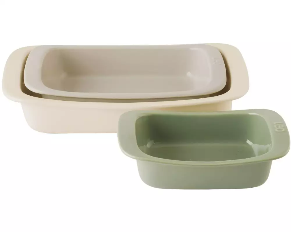 BergHOFF Auflaufform-Set Leo Balance, 3 Stück, Eckig, Beige/Grün