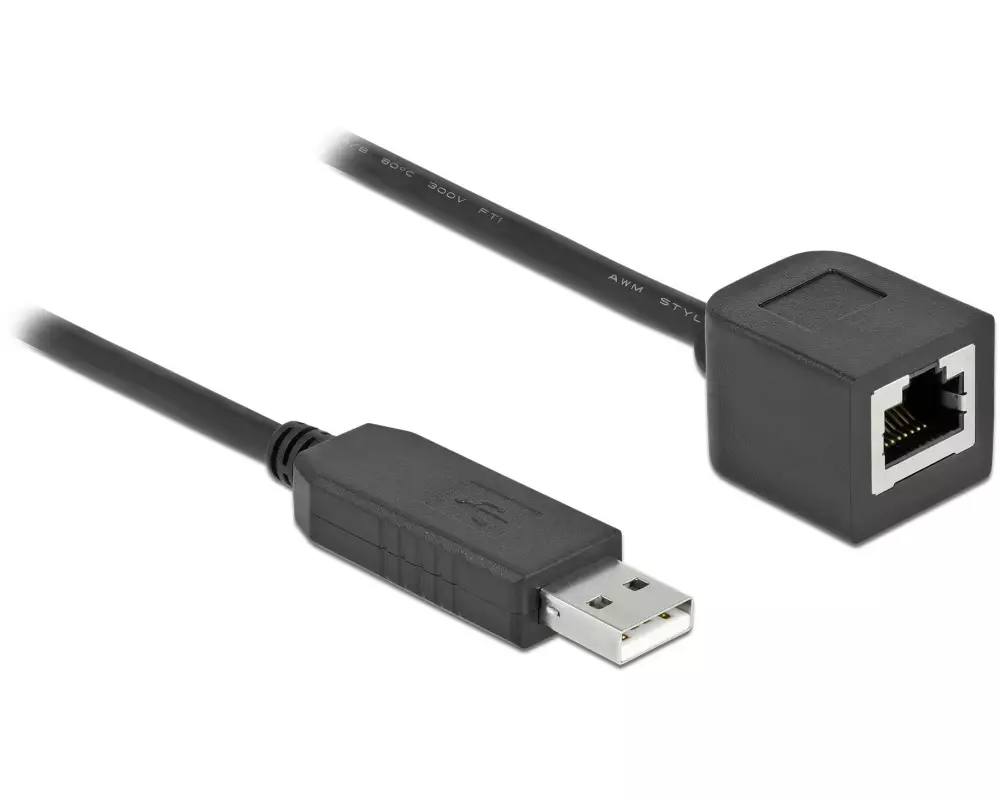 Delock Konsolenkabel USB-A zu RS-232 RJ45, 2 m