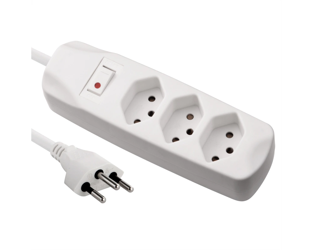 Blank Steckdosenleiste, 3fach T13, mit Schalter, weiss