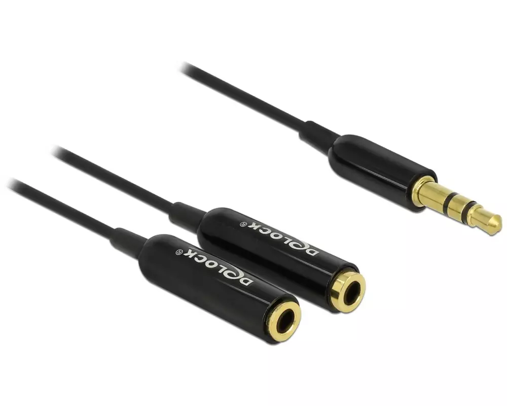 Delock Audio-Kabel Klinke 3.5 mm, male – female, 0.25 m Schwarz