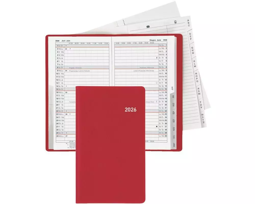 Biella Taschenagenda Planer Luzern Weinrot, 8.7 x 15.3 cm