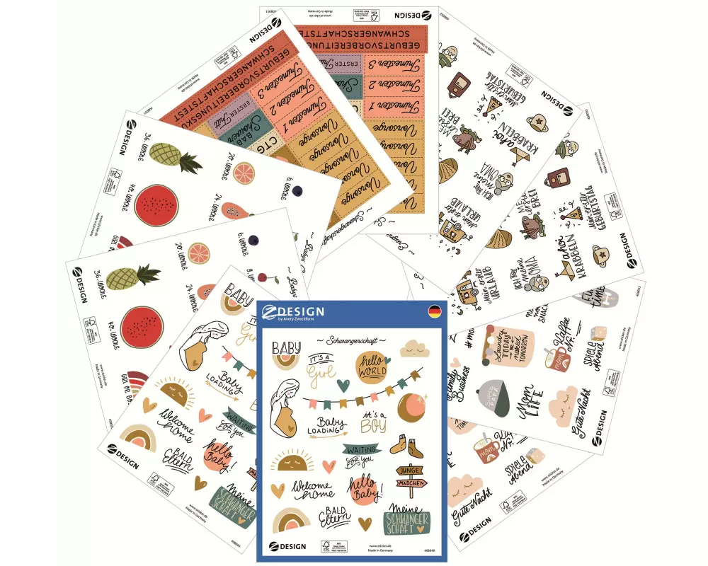 Z-Design Motivsticker Welcome Baby 10 Blatt, 150 Sticker