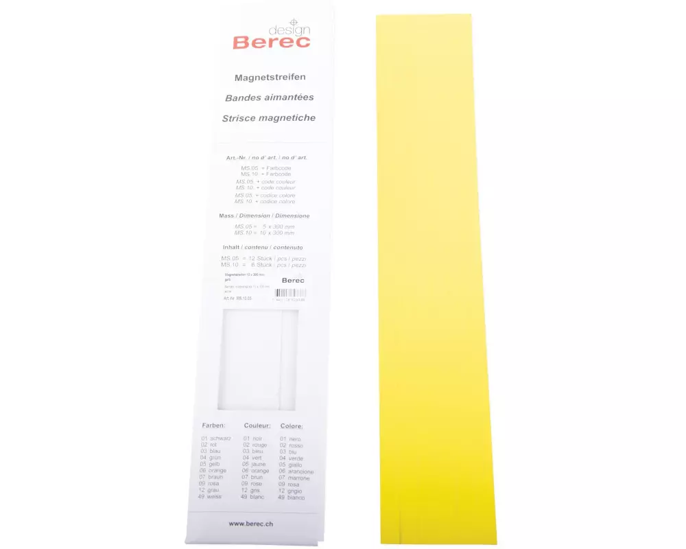 Berec Magnetstreifen 6 Stück, 10 mm x 0.3 m, Gelb