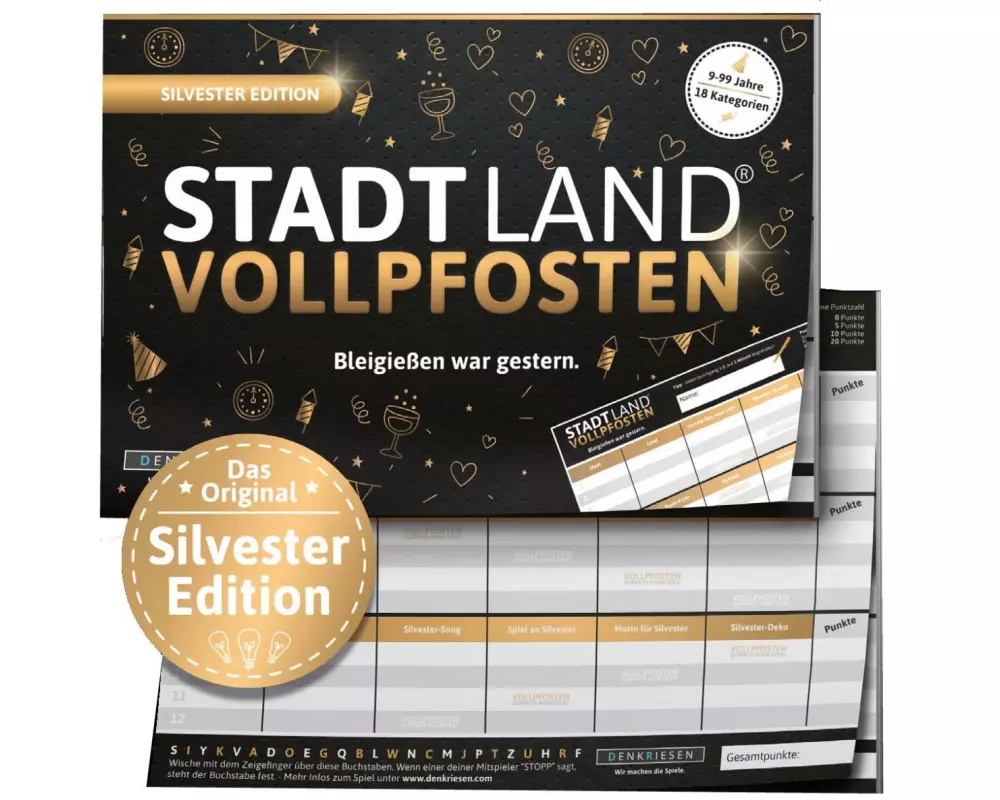 Denkriesen Stadt Land Vollpfosten – A4 Block Silvester Edition (d)