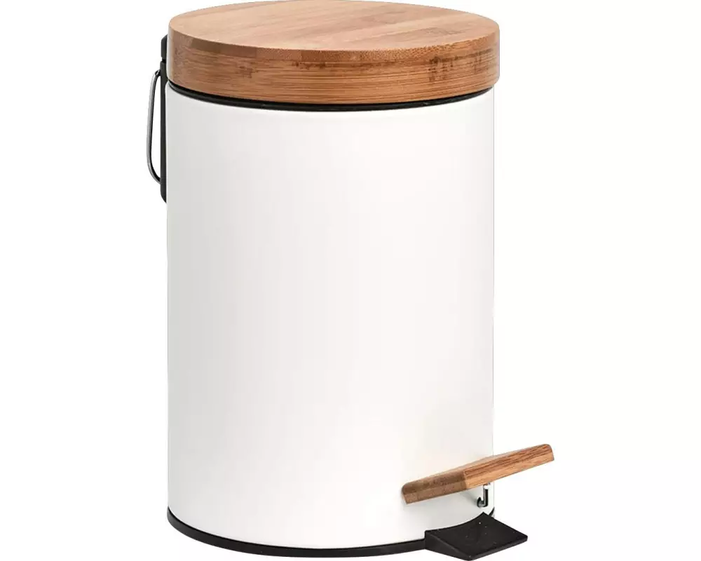 Zeller Present Treteimer Bamboo 3 Liter, Weiss / Braun