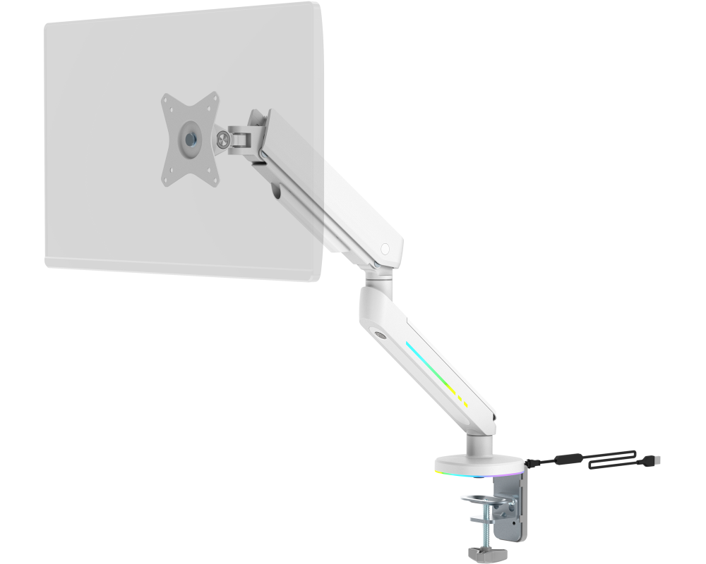 DELTACO RGB Single Monitor Arm GAM-134-W remote Ctrl. White