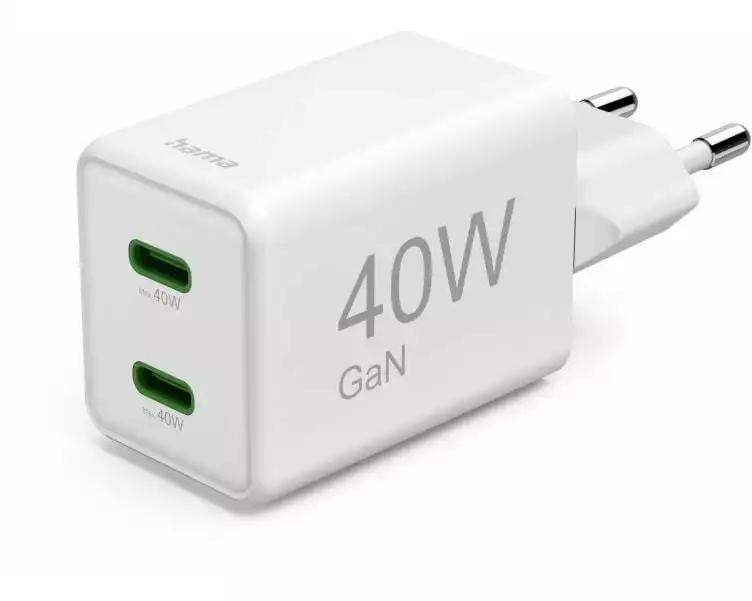 Hama USB-Wandladegerät Gan charger 2x USBC 40 W Weiss