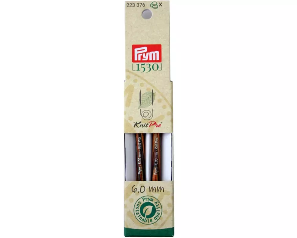 Prym 1530 Stricknadelspitzen Natural, kurz 6.00 mm, 8.7 cm, Birkenholz