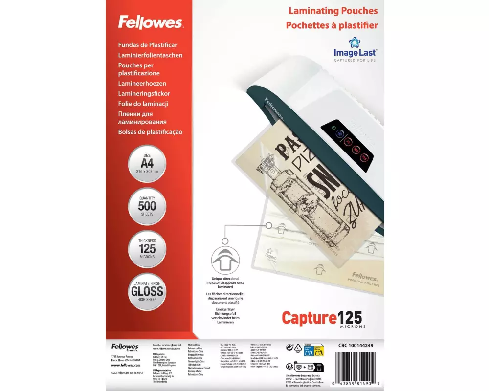 Fellowes Laminierfolie ImageLast A4, 125 µm, Matt; Entspiegelt