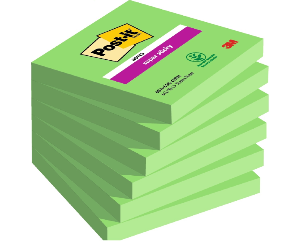 POST-IT Notes Super Sticky 76x76mm 654-6SS-AW immergrün 6x90 Blatt