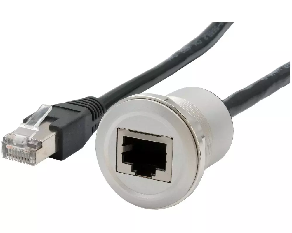 Exsys RJ45 Einbaubuchse Cat.6, Buchse zu Stecker, 30 cm 1 Stück