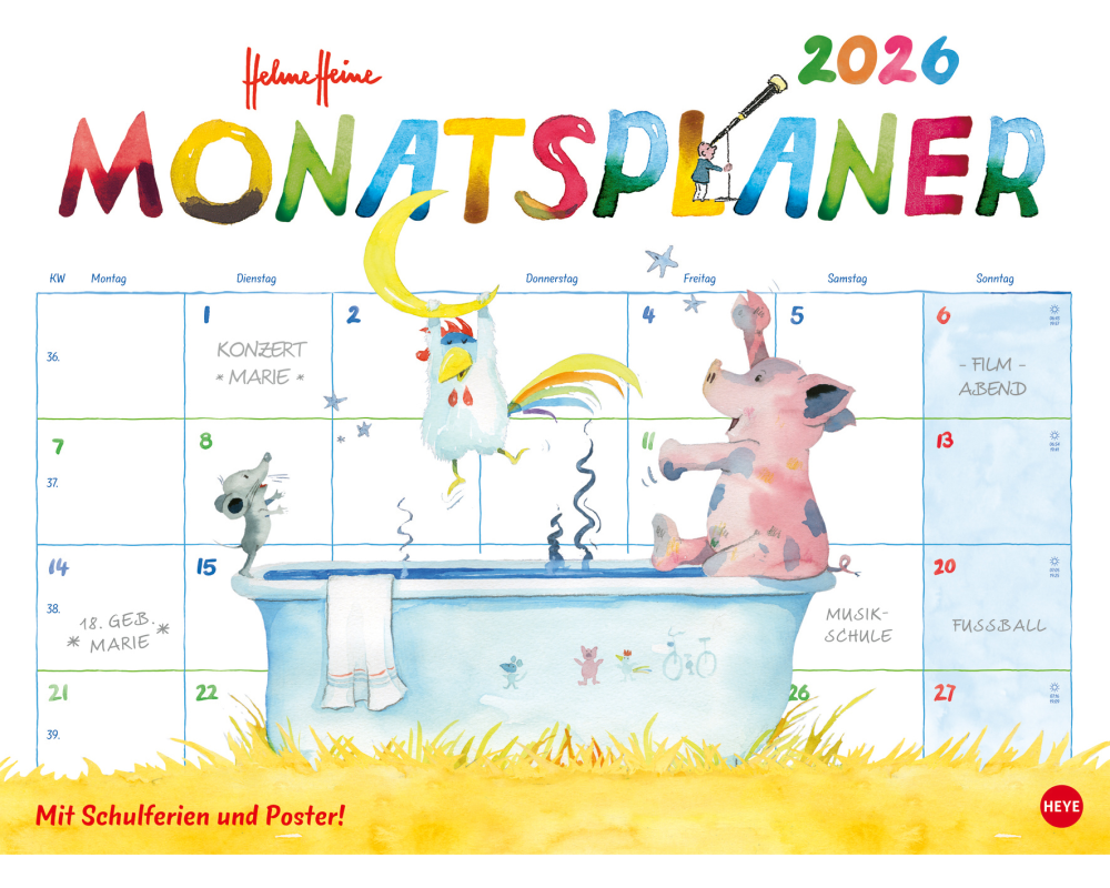 HEYE Monatsplaner Helme Heine 2026 20496+26 DE 44x34cm